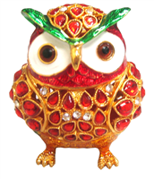 Red Owl - Bejeweled Trinket Box