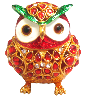 Red Owl - Bejeweled Trinket Box