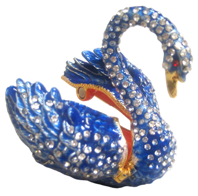 Blue Swan- Bejeweled Trinket Box - TRNK-5865