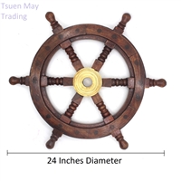 Wood Nautical Ship Wheel 24" Diameter (LARGE)