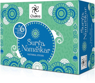 Zed Black Chakra - Surya Namaskar - Natural Sticks - Pack of 6 Fragrances (6X2=12 Packs Inside)