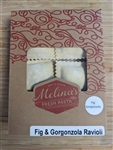 This is Melina's Fresh Handmade Pasta. It is Fig and Gorgonzola stuffed jumbo ravioli in a 12 count.