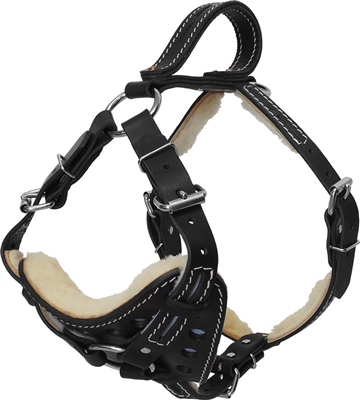 Active Dogs Reflective Sheepskin Lined Leather Harness