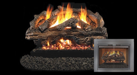 Peterson Real Fyre Vented Gas Log Set Charred Aged Split GF