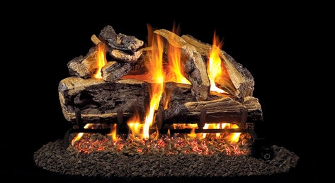 Peterson Real Fyre Vented Gas Log Set Charred Rugged Split Oak