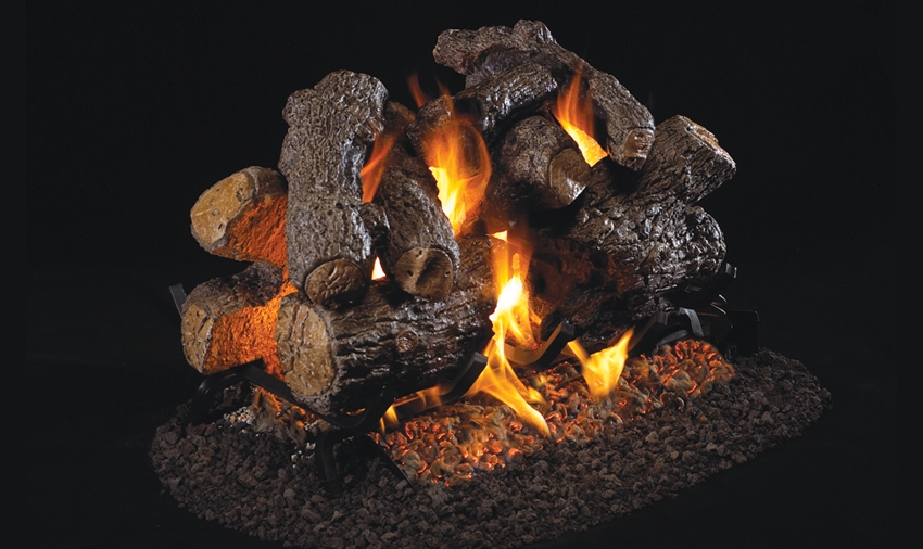 Peterson Real Fyre Outdoor Gas Log Set See-Thru Charred Royal English Oak