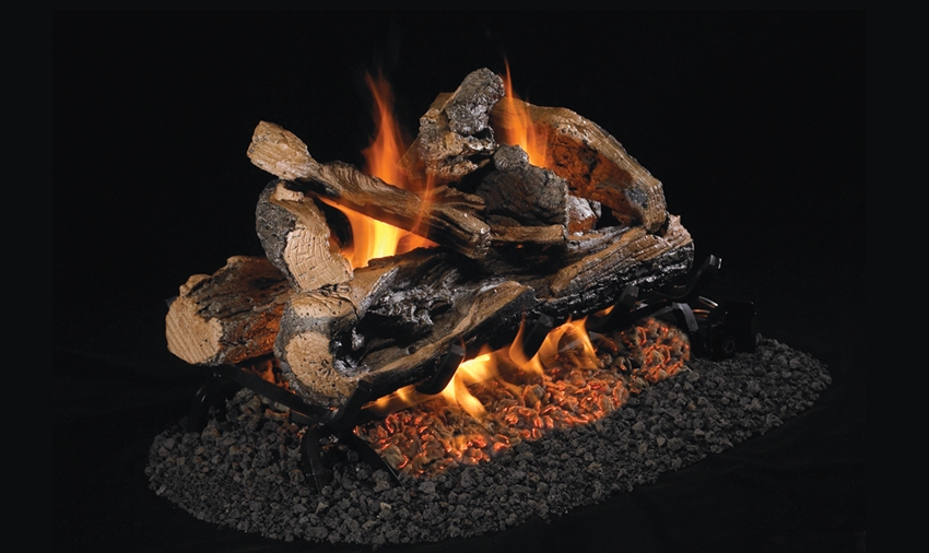 Peterson Real Fyre Outdoor See-Thru Gas Log Set Rugged Split Oak