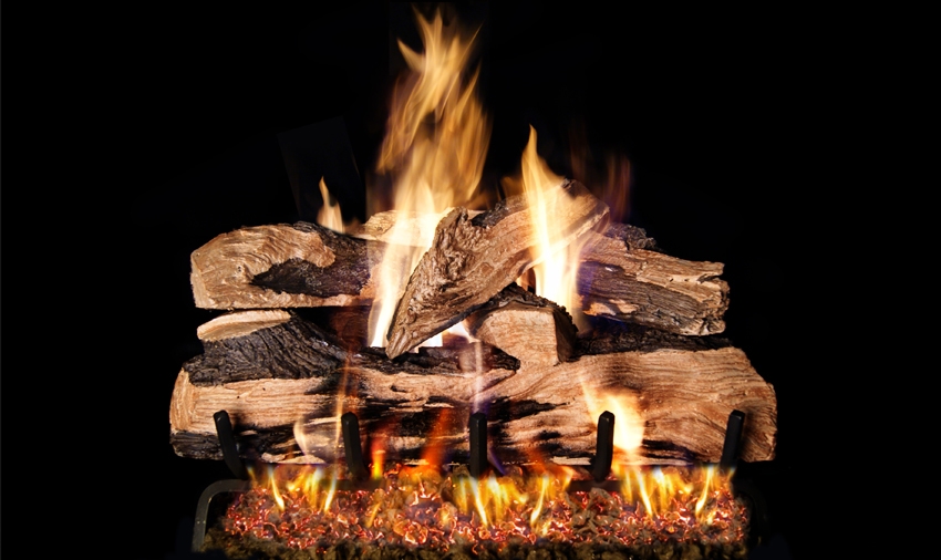 Peterson Real Fyre Outdoor Gas Log Set Split Oak Designer Plus
