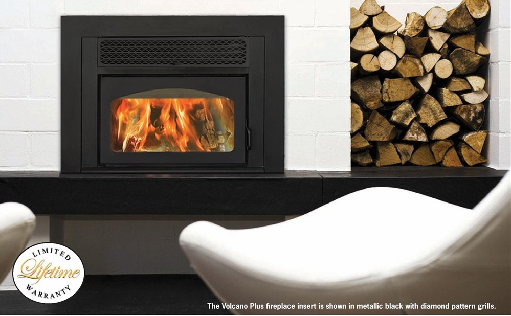 Supreme Volcano Plus Fireplace Insert with Diamond Pattern Grill