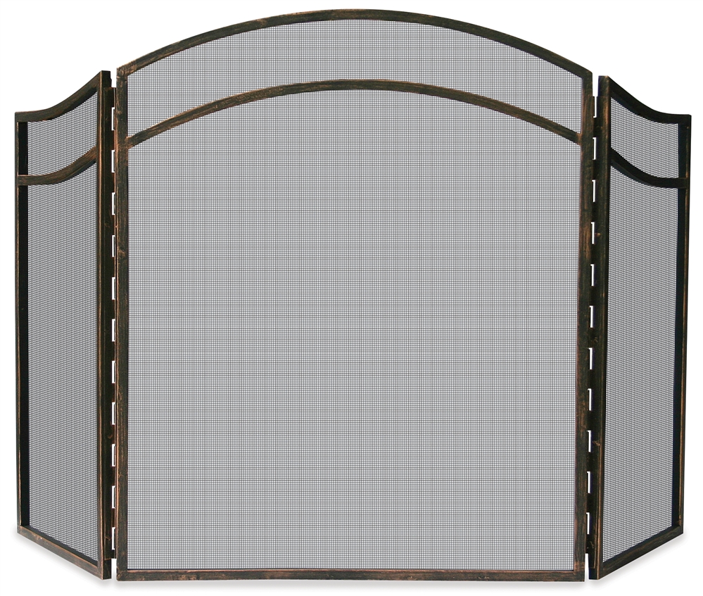 Uniflame 3 Fold Antique Rust Arch Top Fireplace Screen