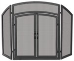 Uniflame 3 Fold Black Arch Top Fireplace Screen with Doors