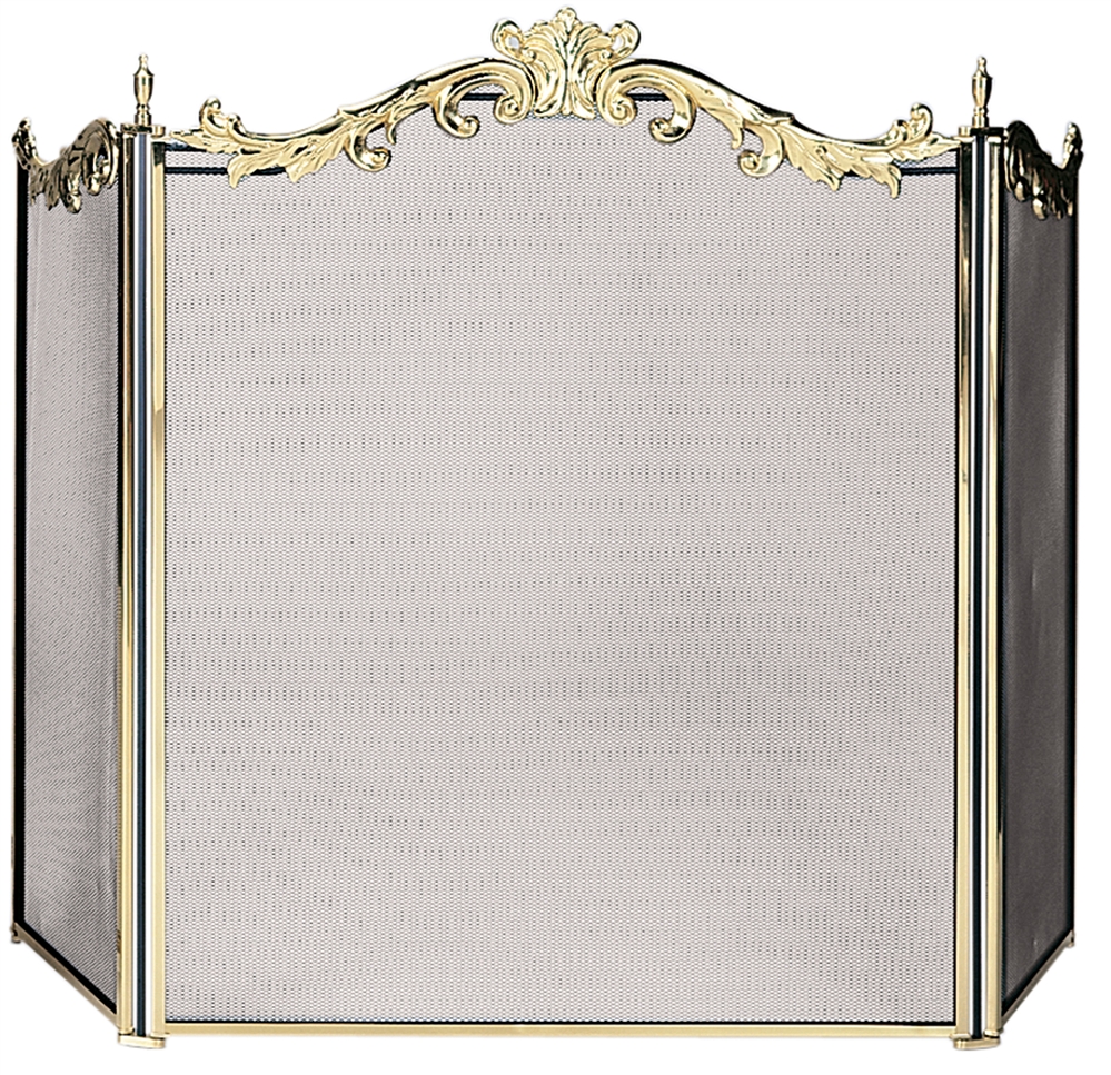 Uniflame 3 Panel Fully Cast Solid Brass Fireplace Screen