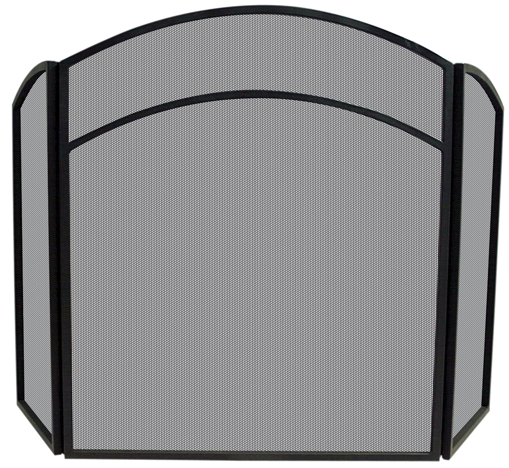 Uniflame 3 Fold Black Arch Top Fireplace Screen