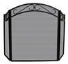 Uniflame 3 Fold Black Arch Top Fireplace Screen with Scrolls