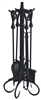 Uniflame Black Wrought Iron Fireset with Heavy Crook Handles