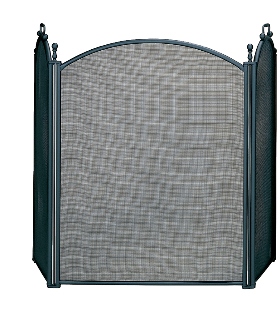 UniFlame Large 3 Fold Black Fireplace Screen with Woven Mesh