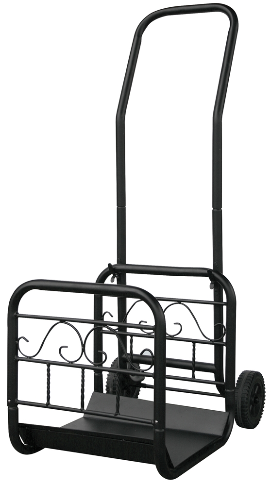 Uniflame Large Black Log Rack with Wheels and Removable Cart