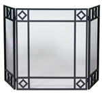 Uniflame 3 Fold Black Fireplace Screen with Diamond Design