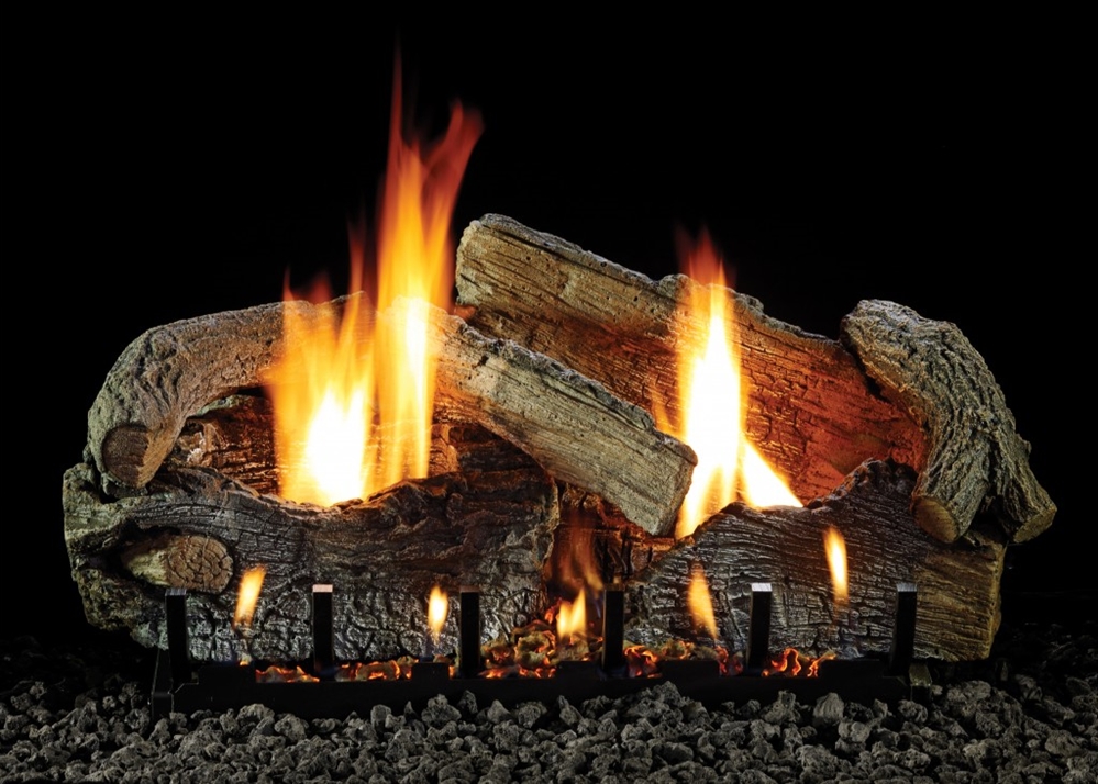 White Mountain Hearth by Empire Vented Gas Log Set Stacked Aged Oak
