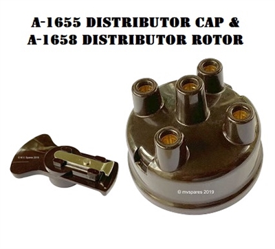 A-1655 GPW-12106 DISTRIBUTOR CAP  WWII A-1658 GPW-12200 DISTRIBUTOR ROTOR BROWN JEEP GPA