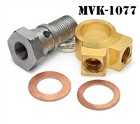 WWII JEEP PARTS, MVK-1077 MASTER CYLINDER OUTLET ASSEMBLY- 637604 , 637606, 637605, A-557 MB GPW M.V. SPARES www.mvspares.com
