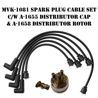 A-7844 SPARK PLUG CABLE SET WWII JEEP MB GPW CJ2A CJ3A M38 A-1655 DISTRIBUTOR CAP A-1658 DISTRIBUTOR ROTOR www.mvspares.com