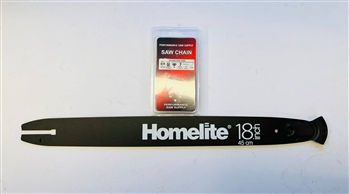 NEW OEM 18" HOMELITE BAR FREE CHAIN FITS 24 240SL 240HG 245 245SL 3/8" PITCH 64 DRIVE LINK CHAIN