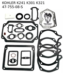 COMPLETE GASKET SET WITH CRANK SEALS FITS K241 K301 K321 ENGINES # 47-755-08-S