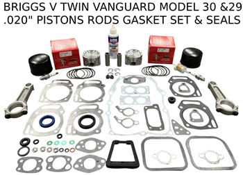ENGINE OVERHAUL KIT FITS BRIGGS & STRATTON VANGUARD ENGINE .020" OVERSIZE PISTONS RODS GASKETS MODEL 30-29