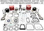 MASTER OVERHAUL KIT FITS BRIGGS VANGUARD 020" PISTONS RODS VALVES MODEL 30 & 29