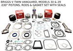 ENGINE OVERHAUL KIT FITS BRIGGS & STRATTON VANGUARD ENGINE .030" OVERSIZE PISTONS RODS GASKETS MODEL 30-29