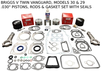 ENGINE OVERHAUL KIT FITS BRIGGS & STRATTON VANGUARD ENGINE .030" OVERSIZE PISTONS RODS GASKETS MODEL 30-29