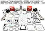 MASTER OVERHAUL KIT FITS BRIGGS VANGUARD 030" PISTONS RODS VALVES MODEL 30 & 29