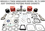 ENGINE OVERHAUL KIT FITS BRIGGS VANGUARD MODEL38 CUBIC INCH .010" OVERSIZE PISTONS RODS GASKETS