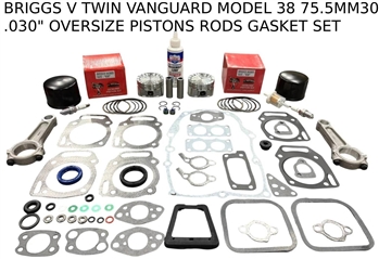 ENGINE OVERHAUL KIT FITS BRIGGS VANGUARD MODEL38 CUBIC INCH .030" OVERSIZE PISTONS RODS GASKETS