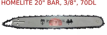 HOMELITE, 20" BAR & CHAIN COMBO, 3/8" 70DL, NEW