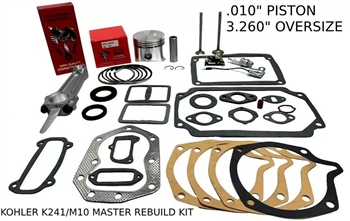 .010" OVERSIZE ENGINE MASTER REBUILD FITS KOHLER K241, M10, VALVES GASKET SET WITH ROD