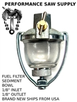 GLASS SEDIMENT BOWL FUEL FILTER 1/8" INLET 1/8" OUTLET