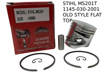 NEW PISTON KIT STIHL MS201T, MS201 40MM KIT, REPLACES STIHL PART # 1145 030 2001 OLD STYLE FLAT TOP