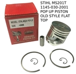 NEW PISTON KIT STIHL MS201T, MS201 40MM KIT, REPLACES STIHL PART # 1145 030 2001 OLD STYLE FLAT TOP