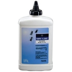 Tempo 1% Dust is a ready-to-use dust that contains 1% cyfluthrin. Labeled for use indoors and outdoors, this product effective residual control of ants, cockroaches, wasps and other pests in difficult, hard-to-reach sites. Not for sale in: NY, SC, CT