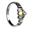 Sterling Silver & 10k Trinity Cuffs Medium Ladies Claddagh Ring
