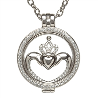 Sterling Silver Celtic Disc Holder Pendant With Removeable Claddagh Disc