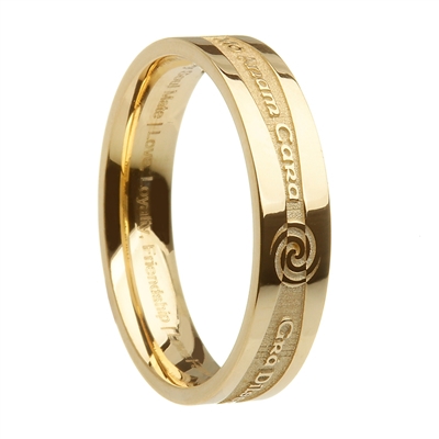 14k Yellow Gold Siorai "Irish Words" Celtic Wedding Ring 5.2mm