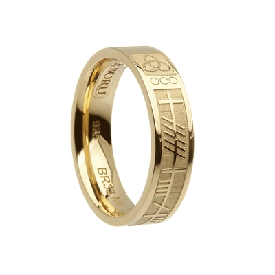 Sterling Silver Ogham Celtic Wedding Ring 5.2mm