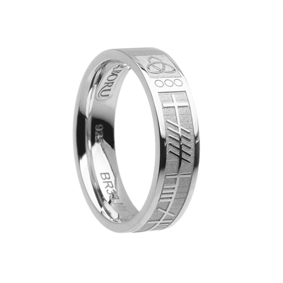 Sterling Silver Ogham Celtic Wedding Ring 5.2mm