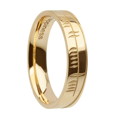 14k Yellow Gold Ogham Celtic Wedding Ring 5.2mm