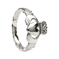 Sterling Silver Twist Shank Ladies Claddagh Ring 10.3mm