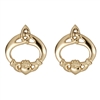 14k Yellow Gold Celtic Claddagh Earrings