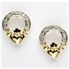 14k Yellow Gold Diamond Claddagh Earrings